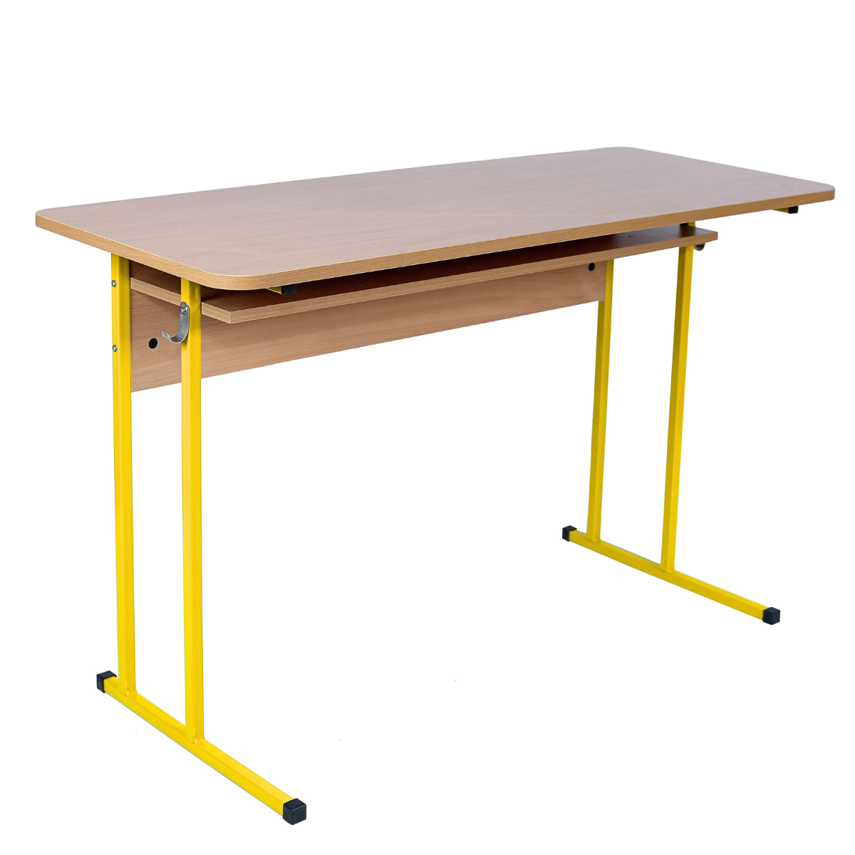 Стіл учнівський 2-місний з полицею, на ростову групу №6, каркас - квадратна металева труба, АЛМАНТ, 1200х500х760 мм.